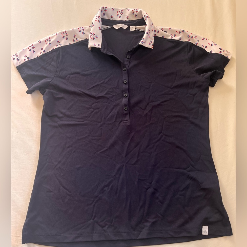 Lady Hagen Navy and White Short Sleeve Polo Shirt